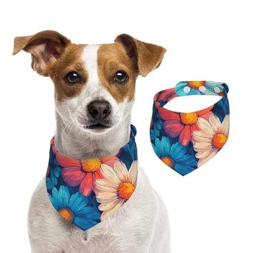 BoltPack Dreieckstuch für Haustiere, buntes Blumendruck, niedliches Hundehalstuch, verstellbar, mit Druckknöpfen, für Hunde, Welpen, Katzen von Boltpack