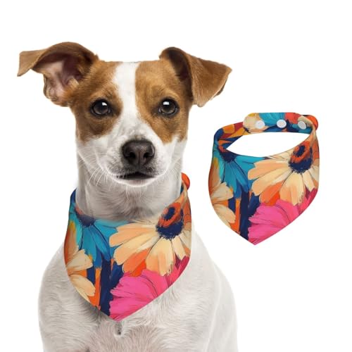BoltPack Dreieckstuch für Haustiere, buntes Blumendruck, niedliches Hundehalstuch, verstellbar, mit Druckknöpfen, für Hunde, Welpen, Katzen von Boltpack
