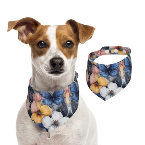 BoltPack Dreieckstuch für Haustiere, buntes Schmetterlings-Motiv, niedliches Hundehalstuch, verstellbar, mit Druckknöpfen, für Hunde, Welpen, Katzen von Boltpack