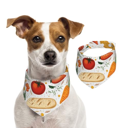 BoltPack Dreieckstuch für Haustiere, mit Brot, Gemüse, Lebensmitteldruck, niedliches Hundehalstuch, verstellbar, mit Druckknöpfen, für Hunde, Welpen, Katzen von Boltpack