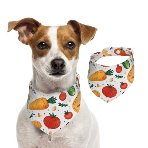 BoltPack Dreieckstuch für Haustiere, mit Brot, Gemüse, Lebensmitteldruck, niedliches Hundehalstuch, verstellbar, mit Druckknöpfen, für Hunde, Welpen, Katzen von Boltpack