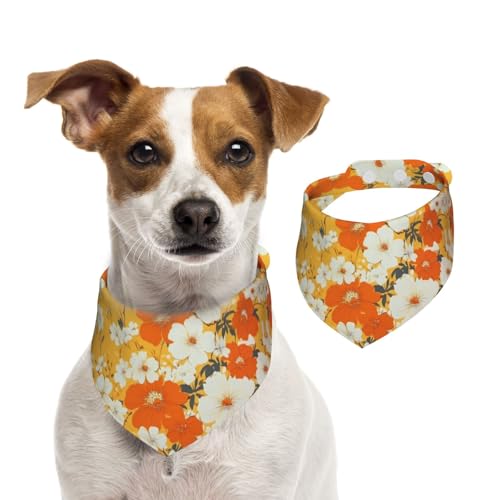 BoltPack Dreieckstuch für Haustiere, mit gelbem Blumendruck, niedliches Hundehalstuch, verstellbar, mit Druckknöpfen, für Hunde, Welpen, Katzen von Boltpack