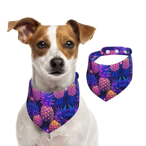 BoltPack Dreieckstuch für Haustiere, mit neonfarbenem Ananas-Druck, niedliches Hundehalstuch, verstellbar, mit Druckknöpfen, für Hunde, Welpen, Katzen von Boltpack