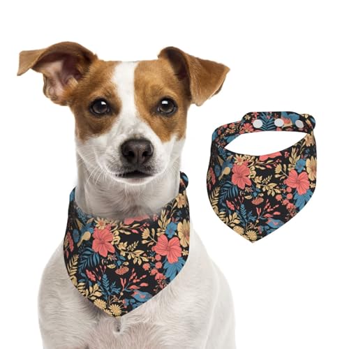 BoltPack Dreieckstuch für Haustiere, mit weißen und roten Blumen, niedliches Hundehalstuch, verstellbar, mit Druckknöpfen, für Hunde, Welpen, Katzen von Boltpack