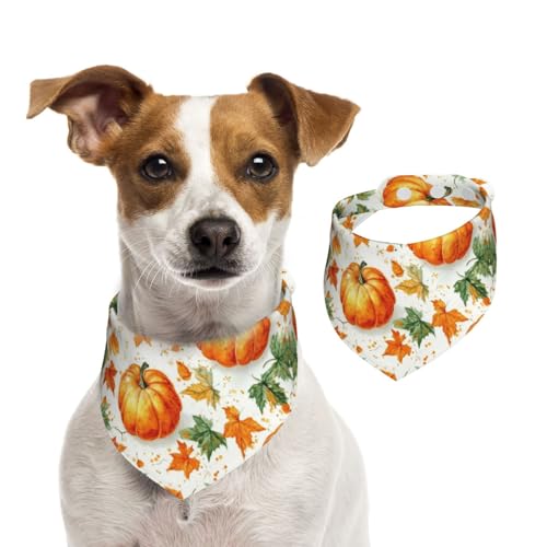 BoltPack Dreieckstuch für Hunde, Welpen, Katzen, Orange Kürbis mit Blättern, niedliches Hundehalstuch, verstellbar mit Druckknöpfen von Boltpack