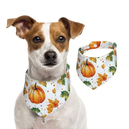 BoltPack Dreieckstuch für Hunde, Welpen, Katzen, Orange Kürbis mit Blättern, niedliches Hundehalstuch, verstellbar mit Druckknöpfen von Boltpack