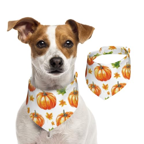 BoltPack Dreieckstuch für Hunde, Welpen, Katzen, Orange Kürbis mit Blättern, niedliches Hundehalstuch, verstellbar mit Druckknöpfen von Boltpack