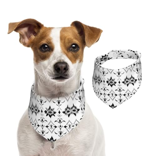 BoltPack Dreieckstuch für Hunde, Welpen, Katzen, Schwarz / Weiß, niedliches Hundehalstuch, verstellbar, mit Druckknöpfen von Boltpack
