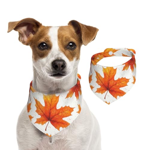 BoltPack Dreieckstuch mit Ahornblatt-Aufdruck, niedliches Hundehalstuch, verstellbar, mit Druckknöpfen, für Hunde, Welpen, Katzen von Boltpack