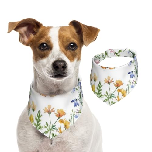 BoltPack Dreieckstuch mit Blumen- und Schmetterlings-Aufdruck, niedliches Hundehalstuch, verstellbar, mit Druckknöpfen, für Hunde, Welpen, Katzen von Boltpack