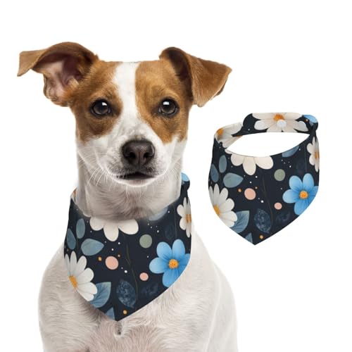 BoltPack Dreieckstuch mit Blumenblatt-Aufdruck, niedliches Hundehalstuch, verstellbar, mit Druckknöpfen, für Hunde, Welpen, Katzen von Boltpack