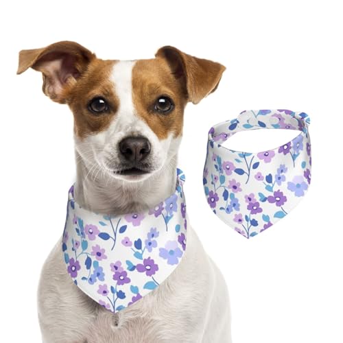 BoltPack Dreieckstuch mit Blumendruck, niedliches Hundehalstuch, verstellbar, mit Druckknöpfen, für Hunde, Welpen, Katzen, Hellviolett von Boltpack