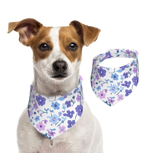 BoltPack Dreieckstuch mit Blumendruck, niedliches Hundehalstuch, verstellbar, mit Druckknöpfen, für Hunde, Welpen, Katzen, Hellviolett von Boltpack