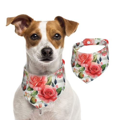 BoltPack Dreieckstuch mit Blumendruck, niedliches Hundehalstuch, verstellbar, mit Druckknöpfen, für Hunde, Welpen, Katzen, Schwarz von Boltpack