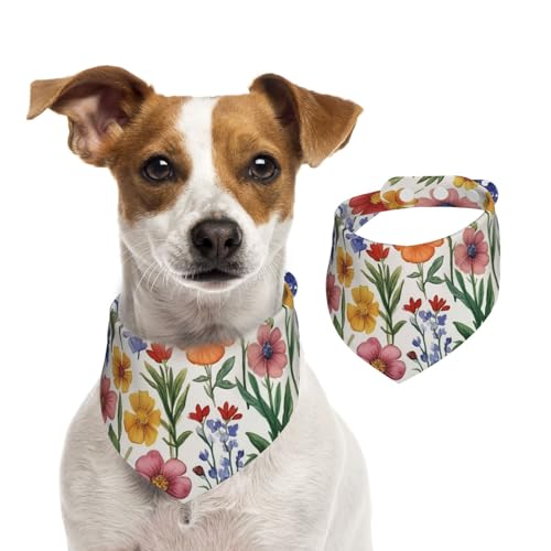 BoltPack Dreieckstuch mit Blumendruck, niedliches Hundehalstuch, verstellbar, mit Druckknöpfen, für Hunde, Welpen, Katzen von Boltpack