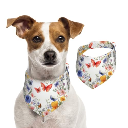 BoltPack Dreieckstuch mit Blumendruck, niedliches Hundehalstuch, verstellbar, mit Druckknöpfen, für Hunde, Welpen, Katzen von Boltpack