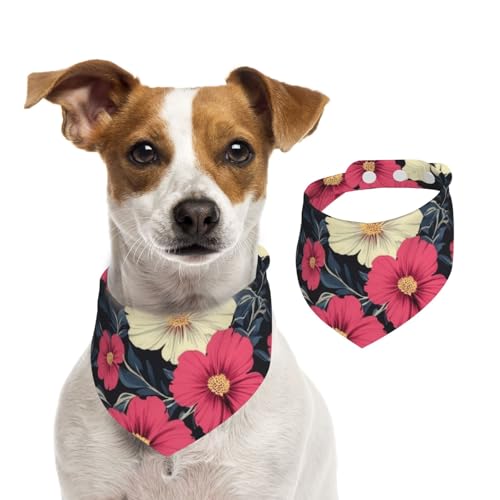 BoltPack Dreieckstuch mit Blumendruck, niedliches Hundehalstuch, verstellbar, mit Druckknöpfen, für Hunde, Welpen, Katzen von Boltpack