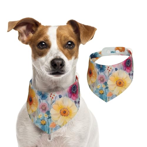 BoltPack Dreieckstuch mit Blumendruck, niedliches Hundehalstuch, verstellbar, mit Druckknöpfen, für Hunde, Welpen, Katzen von Boltpack