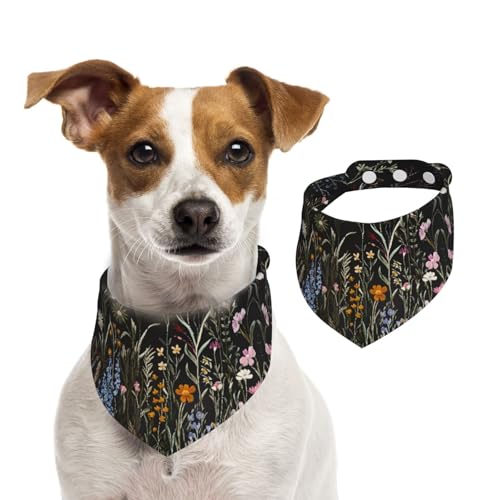 BoltPack Dreieckstuch mit Blumendruck, niedliches Hundehalstuch, verstellbar, mit Druckknöpfen, für Hunde, Welpen, Katzen von Boltpack