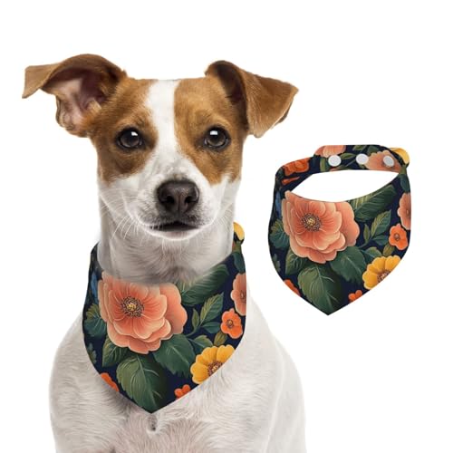 BoltPack Dreieckstuch mit Blumendruck, niedliches Hundehalstuch, verstellbar, mit Druckknöpfen, für Hunde, Welpen, Katzen von Boltpack