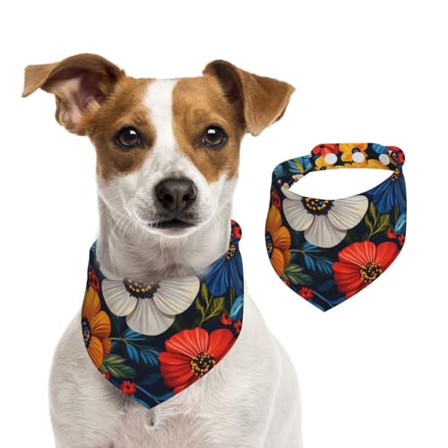 BoltPack Dreieckstuch mit Blumendruck, niedliches Hundehalstuch, verstellbar, mit Druckknöpfen, für Hunde, Welpen, Katzen von Boltpack
