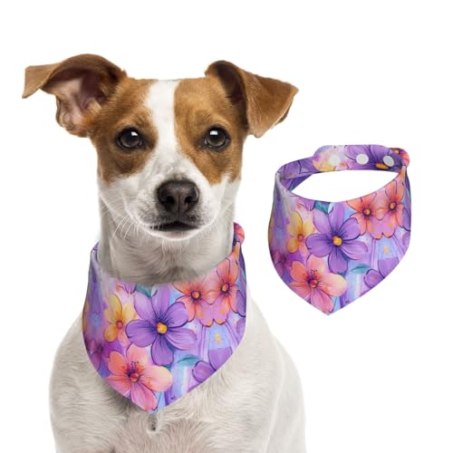 BoltPack Dreieckstuch mit Blumendruck, niedliches Hundehalstuch, verstellbar, mit Druckknöpfen, für Hunde, Welpen, Katzen von Boltpack