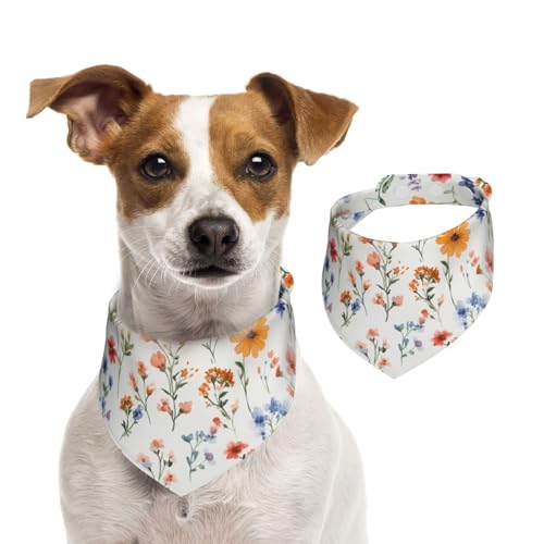 BoltPack Dreieckstuch mit Blumendruck, niedliches Hundehalstuch, verstellbar, mit Druckknöpfen, für Hunde, Welpen, Katzen von Boltpack
