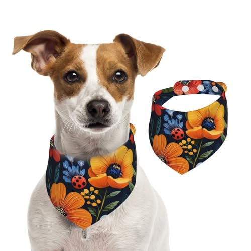 BoltPack Dreieckstuch mit Blumendruck, niedliches Hundehalstuch, verstellbar, mit Druckknöpfen, für Hunde, Welpen, Katzen von Boltpack