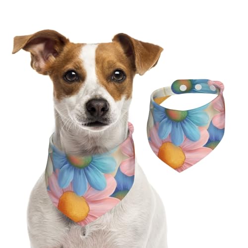 BoltPack Dreieckstuch mit Blumendruck, niedliches Hundehalstuch, verstellbar, mit Druckknöpfen, für Hunde, Welpen, Katzen von Boltpack