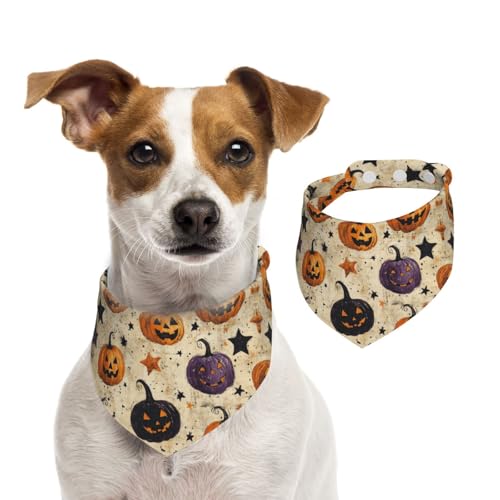 BoltPack Dreieckstuch mit Halloween-Kürbis-Aufdruck, niedliches Hundehalstuch, verstellbar, mit Druckknöpfen, für Hunde, Welpen, Katzen von Boltpack