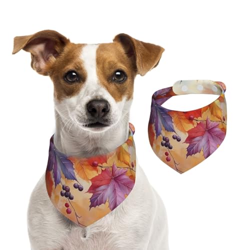 BoltPack Dreieckstuch mit Herbst-Ahornblatt-Aufdruck, niedliches Hundehalstuch, verstellbar, mit Druckknöpfen, für Hunde, Welpen, Katzen von Boltpack