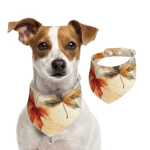 BoltPack Dreieckstuch mit Herbst-Ahornblatt-Aufdruck, niedliches Hundehalstuch, verstellbar, mit Druckknöpfen, für Hunde, Welpen, Katzen von Boltpack
