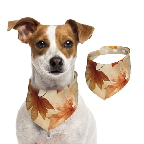 BoltPack Dreieckstuch mit Herbst-Ahornblatt-Aufdruck, niedliches Hundehalstuch, verstellbar, mit Druckknöpfen, für Hunde, Welpen, Katzen von Boltpack