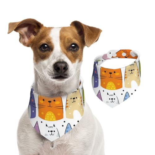 BoltPack Dreieckstuch mit Katzen-Motiv, niedliches Hundehalstuch, verstellbar, mit Druckknöpfen, für Hunde, Welpen, Katzen von Boltpack
