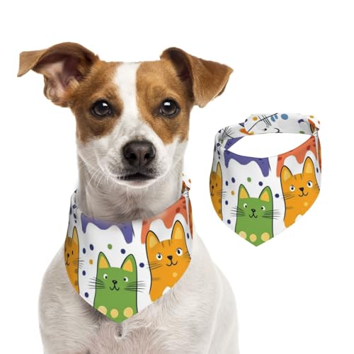 BoltPack Dreieckstuch mit Katzen-Motiv, niedliches Hundehalstuch, verstellbar, mit Druckknöpfen, für Hunde, Welpen, Katzen von Boltpack