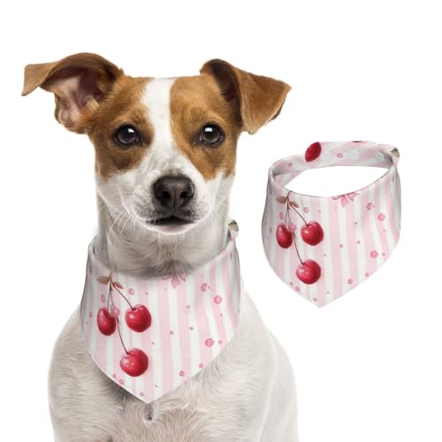 BoltPack Dreieckstuch mit Kirsch-Blumendruck, niedliches Hundehalstuch, verstellbar, mit Druckknöpfen, für Hunde, Welpen, Katzen von Boltpack