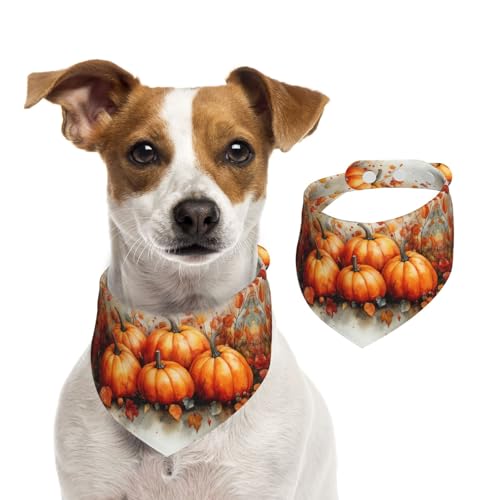 BoltPack Dreieckstuch mit Kürbis-Ahornblatt-Druck, niedliches Hundehalstuch, verstellbar, mit Druckknöpfen, für Hunde, Welpen, Katzen von Boltpack