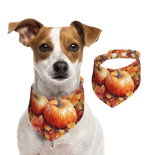 BoltPack Dreieckstuch mit Kürbis-Ahornblatt-Druck, niedliches Hundehalstuch, verstellbar, mit Druckknöpfen, für Hunde, Welpen, Katzen von Boltpack