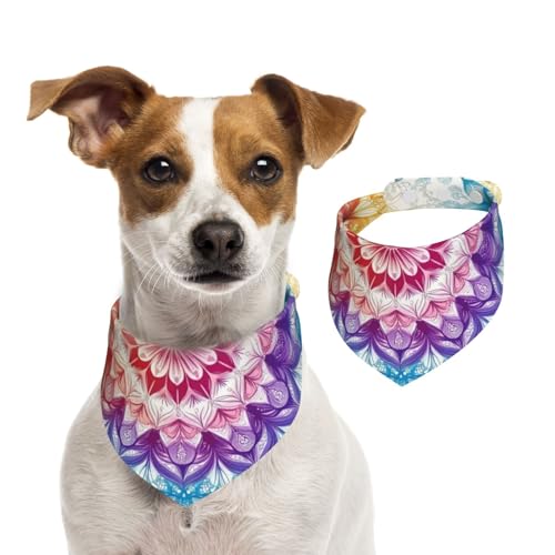 BoltPack Dreieckstuch mit Mandala-Druck, niedliches Hundehalstuch, verstellbar, mit Druckknöpfen, für Hunde, Welpen, Katzen von Boltpack