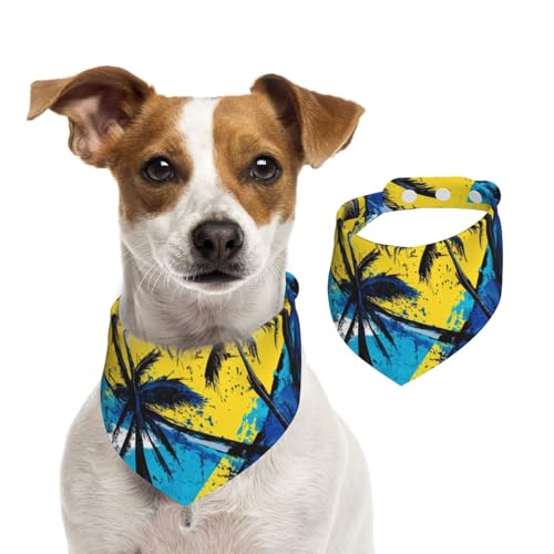 BoltPack Dreieckstuch mit Palmen-Aufdruck, niedliches Hundehalstuch, verstellbar, mit Druckknöpfen, für Hunde, Welpen, Katzen von Boltpack