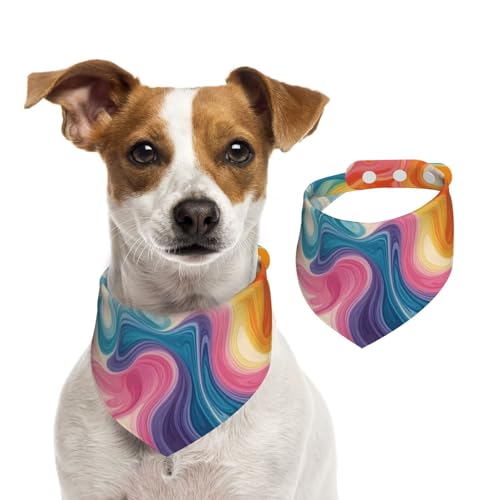 BoltPack Dreieckstuch mit Regenbogen-Batik-Druck, niedliches Hundehalstuch, verstellbar, mit Druckknöpfen, für Hunde, Welpen, Katzen von Boltpack