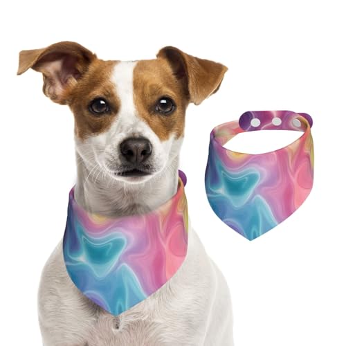 BoltPack Dreieckstuch mit Regenbogen-Batik-Druck, niedliches Hundehalstuch, verstellbar, mit Druckknöpfen, für Hunde, Welpen, Katzen von Boltpack