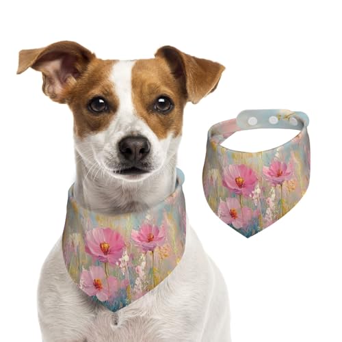 BoltPack Dreieckstuch mit Schmetterlings-Blumendruck, niedliches Hundehalstuch, verstellbar, mit Druckknöpfen, für Hunde, Welpen, Katzen von Boltpack