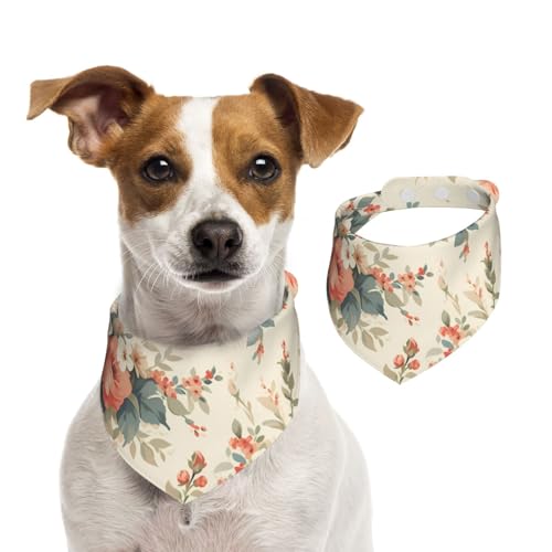 BoltPack Dreieckstuch mit Vintage-Blumendruck, niedliches Hundehalstuch, verstellbar, mit Druckknöpfen, für Hunde, Welpen, Katzen von Boltpack
