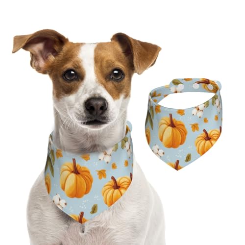 BoltPack Dreieckstuch mit blauem Kürbisdruck, niedliches Hundehalstuch, verstellbar, mit Druckknöpfen, für Hunde, Welpen, Katzen von Boltpack