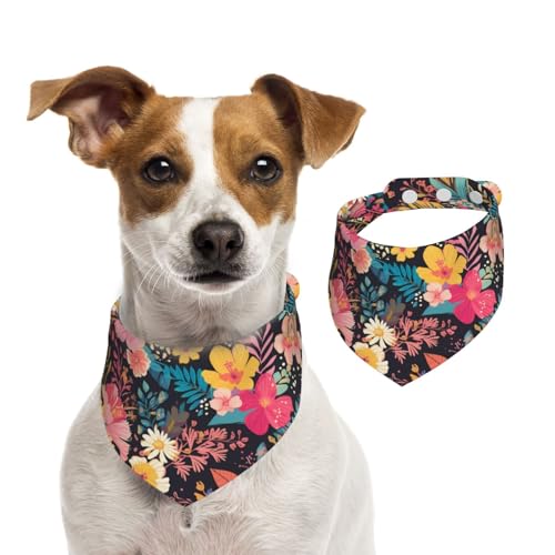 BoltPack Dreieckstuch mit buntem Blumendruck, niedliches Hundehalstuch, verstellbar, mit Druckknöpfen, für Hunde, Welpen, Katzen von Boltpack