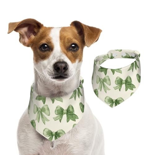 BoltPack Dreieckstuch mit grünen Schleifen, niedliches Hundehalstuch, verstellbar, mit Druckknöpfen, für Hunde, Welpen, Katzen von Boltpack
