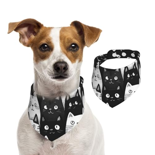 BoltPack Dreieckstuch mit niedlichem Katzendruck, niedliches Hundehalstuch, verstellbar, mit Druckknöpfen, für Hunde, Welpen, Katzen von Boltpack