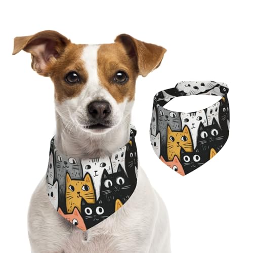 BoltPack Dreieckstuch mit niedlichem Katzendruck, niedliches Hundehalstuch, verstellbar, mit Druckknöpfen, für Hunde, Welpen, Katzen von Boltpack