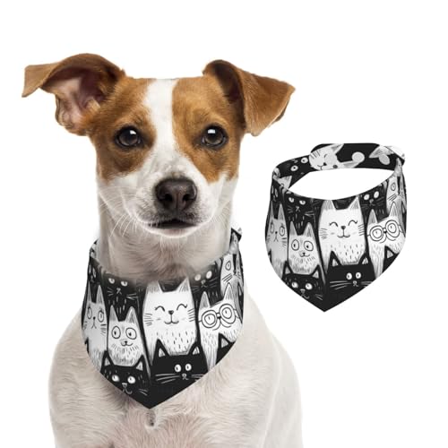 BoltPack Dreieckstuch mit niedlichem Katzendruck, niedliches Hundehalstuch, verstellbar, mit Druckknöpfen, für Hunde, Welpen, Katzen von Boltpack